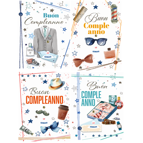 Biglietti Cecami 25 Compleanno doppia rotella Boy FA00212BC/12 12 pz.