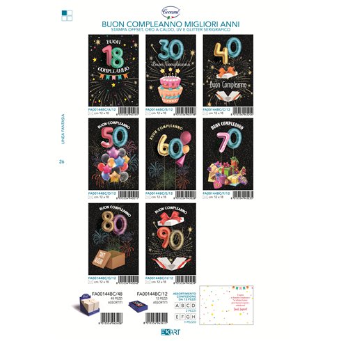 Biglietti Cecami 25 Compleanno "I Migliori Anni" FA00144BC/12 12 pz.