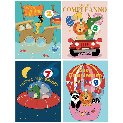 Biglietti Cecami 25 Compleanno Bimbi c/rotella 1-9 Anni FA00196BC/12 12 pz.