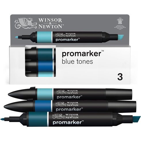 W&N Promarker Set  3 Blue Tones 0290183