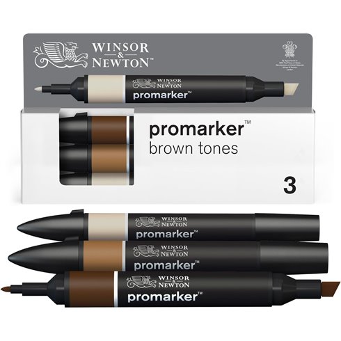 W&N Promarker Set  3 Brown Tones 0290184