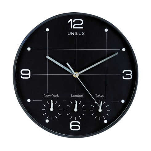 Orologio Unilux On Time Diam.30 cm. Quarzo Nero