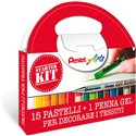 Pentel 23 Set Pastelli per tessuti 15 col + Roller 002
