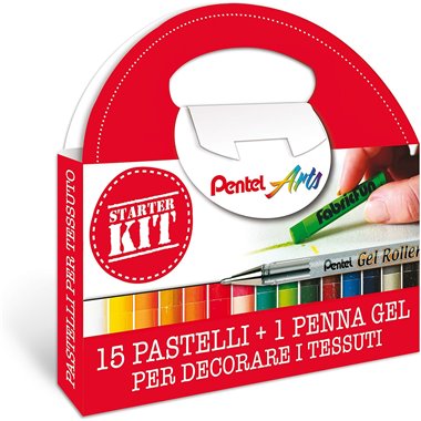 Pentel 23 Set Pastelli per tessuti 15 col + Roller 002