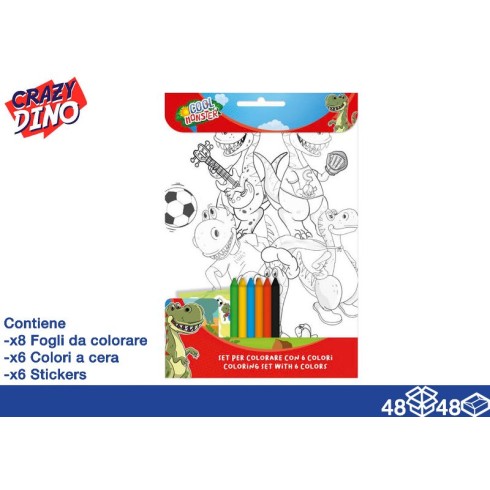 Album da Colorare 20x29 Dino + pastelli a cera
