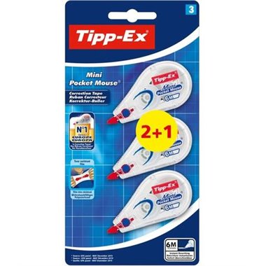 Bic Correttore a Nastro in Blister Mini Pocket Mouse 2+1