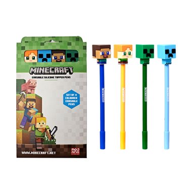 PK 25 Penna Cancellabile Minecraft 4 pz. con copripenna PEN314