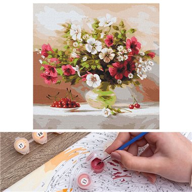 Painting numbers 40x40 Mallows and cherries KHO2993