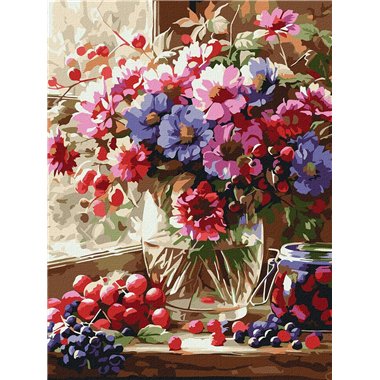 Painting by Numbers 30х40 KHO5693 Bouquet and fruit