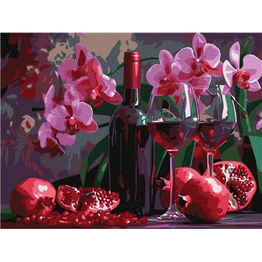 Painting by Numbers 30х40 KHO5696 Wine and orchids