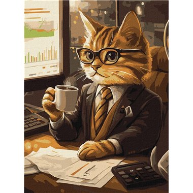 Painting by Numbers 30х40 KHO6682 The businessman cat