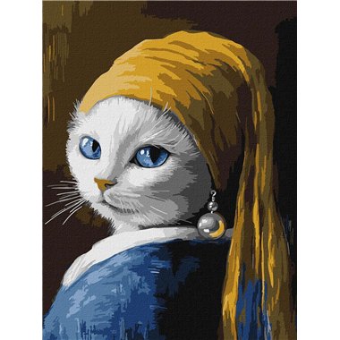 Painting by Numbers 30х40 KHO6687 Cat with a pearl earring