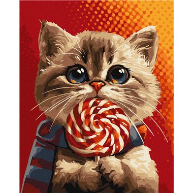 Painting by Numbers 40х50 KHO6594 A cat with a candy