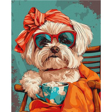Painting by Numbers 40х50 KHO6610 Stylish shih tzu
