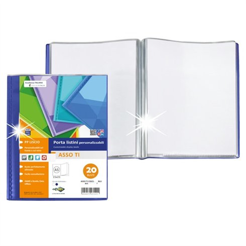 Porta Listini Sei Asso TI Personlizzabili 15x21  20 buste d.so Blu
