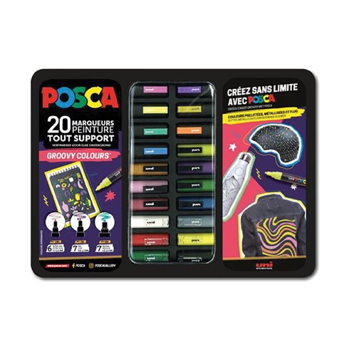 Marker Uni Posca Valigetta in Metallo Groovy 20 pz.