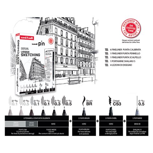 Pennarelli Pigment Uni Pin Starter Kit Urban Sketching