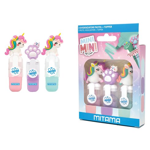 Mitama Xmas Kit 3 Mini Evidenziatori Unicorn Pastel