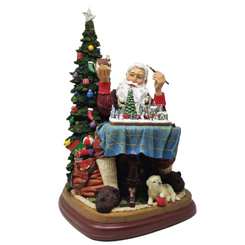 Carillon Natalizio VC Babbo Natale Pittore H51 cm.