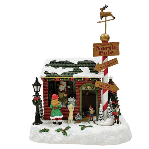 Carillon Natalizio VC Casa di Babbo Natale H33 cm.