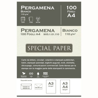 Carta Bapi Pergamena Bianco A4 110 gr. 100 ff