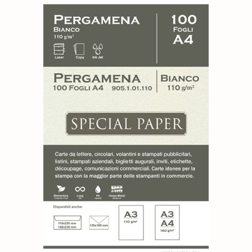 Carta Bapi Pergamena Bianco A4 110 gr. 100 ff