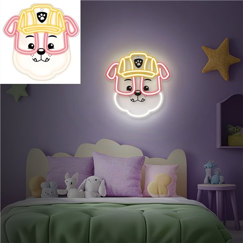 Lampada Neon Led Paw Patrol Plexi Rubble OW-130446 40x40