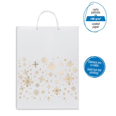 Shopper Sadoch Natale 25 SDHOT 707H 26x11x20 Bianco/Oro Fantasia