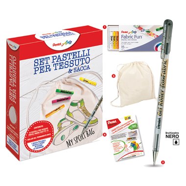 Pentel 25 Set Creativo 0022130 Fabric Fun + Sacca in Cotone