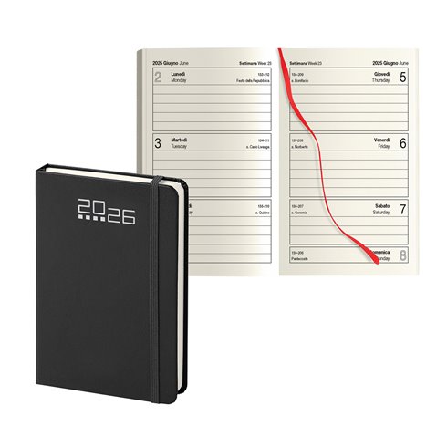 Agenda 26 Tascabile  9x15 PB546 Settimanale Nero