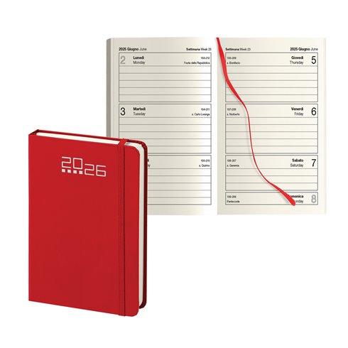 Agenda 26 Tascabile  9x15 PB546 Settimanale Rosso
