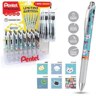 Pentel 00 Expo 0022378 Energel Kawaii 24 pz. + 24