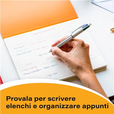 Penne Bic 4 Colori Shine (Oro Rosso Argento) 12 pz.