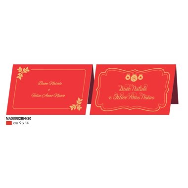 Cecami Natale 25 Biglietti e busta rosso scritta oro doppi NA50082BN