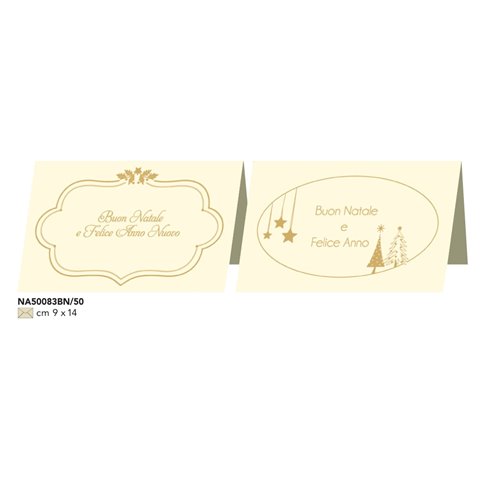 Cecami Natale 25 Biglietti e busta avorio scritta oro doppi NA50083BN