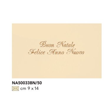 Cecami Natale 25 Biglietti e busta avorio scritta oro singolo NA50033BN