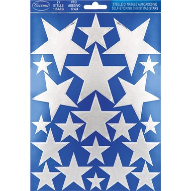 Cecami Natale 25 Adesivi Stelle grandi argento NA50050SA