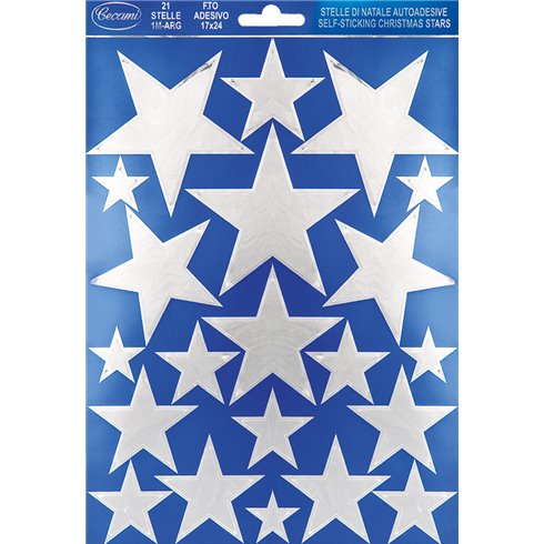 Cecami Natale 25 Adesivi Stelle grandi argento NA50050SA