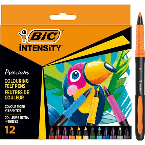 Pennarelli Bic Intensity  Punta Feltro media a 12 colori (Fine Stock)