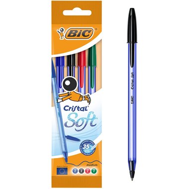Bic Blister Cristal Soft  4 pz. Ass. (Fine Stock)