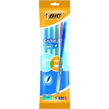 Bic Blister Cristal Gel  4 pz. Ass. (Fine Stock)