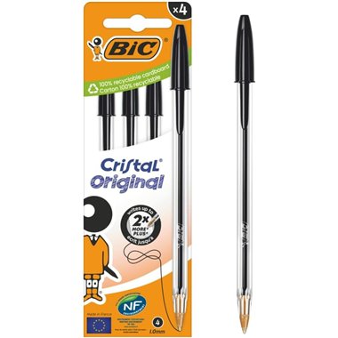 Bic Blister Cristal  4 pz. Nero (Fine Stock)