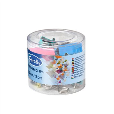 Pinze Fermacarte Colorate mm. 25 12 pz.
