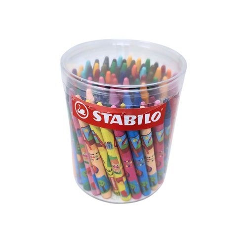 Pastelli a cera Stabilo Round Plastic Barattolo 80