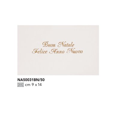 Cecami Natale 25 Biglietti e busta bianco scritta oro singolo NA50031BN