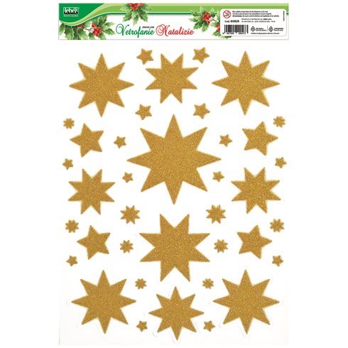 Lebex Xmas 25 Vetrofanie Natale Stelle Oro/Argento 80829