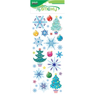 Lebex Xmas 25 Stickers Natale in Carta e Glitter 82096