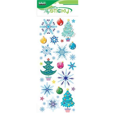 Lebex Xmas 25 Stickers Natale in Carta e Glitter 82096