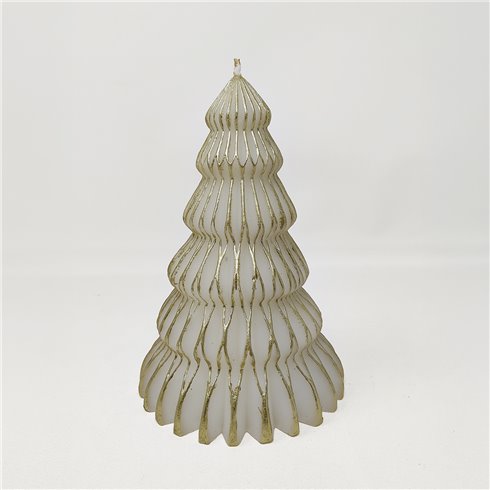 SIL Candela Albero Rombi Bianco Oro 19 cm