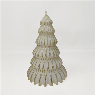 SIL Candela Albero Rombi Bianco Oro 23 cm